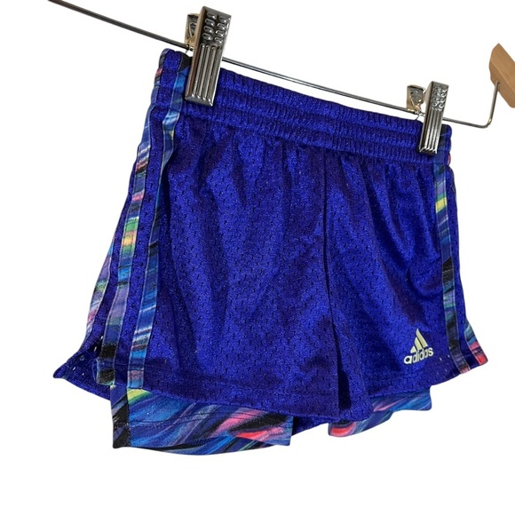 Adidas Toddler Mesh Shorts 24M Tie Dye Striped Legging Lined Elastic Waist Sport - Picture 2 of 6